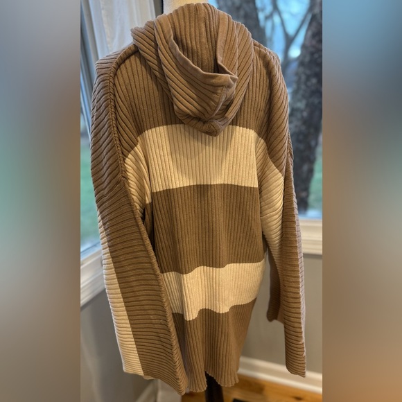 Free People Beach NWT Kami Hooded Sweater Set Brown/ Cream Oversized Small - Picture 5 of 15